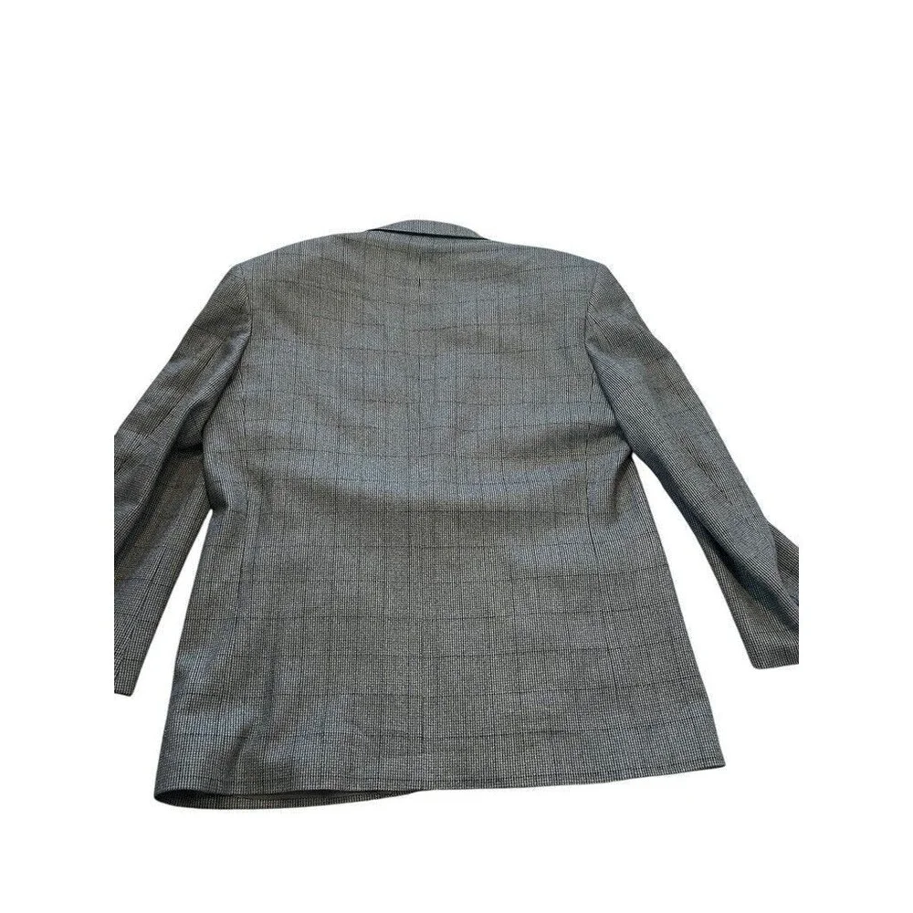 VINTAGE Oscar De La Renta Jacket Sport Coat Gray Brown Wool Cashmere Blazer 44R